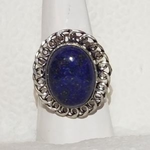 Huge Lapis Lazuli India Gemstone silver plate ring